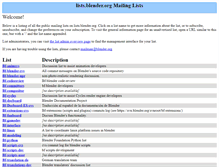 Tablet Screenshot of lists.blender.org